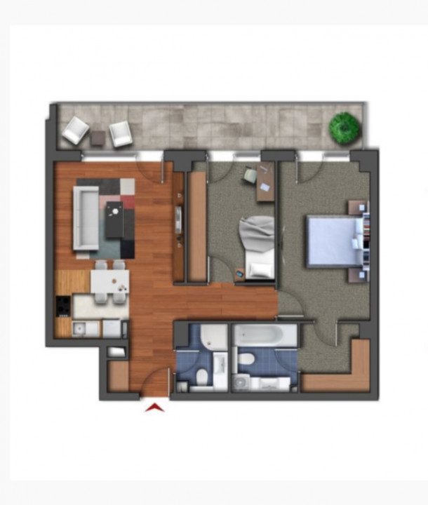 3 camere , 70 mp, garaj, terasa, zona str. Buna Ziua