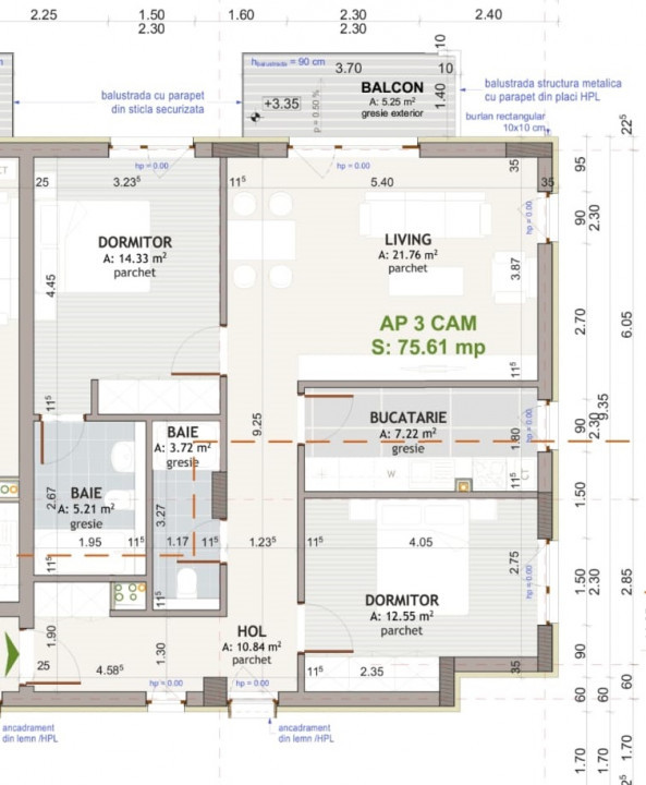 3 camere , 76 mp, 2 bai, Lux, Garaj, terasa, zona  Borhanci