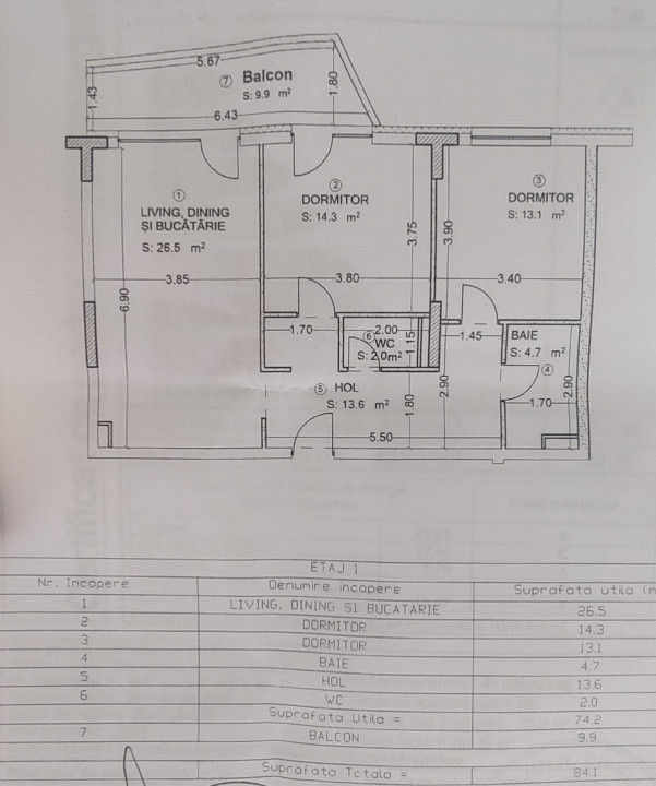 3 camere , LUX, 74 mp, 10 mp terasa, parcare,  zona Sopor