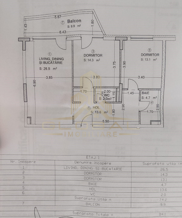 3 camere , LUX, 74 mp, terasa, parcare, Grand Park, Zona Iulius Mall