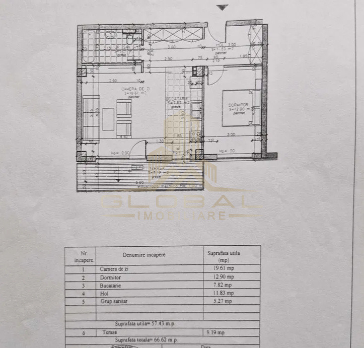 2 camere, 57 mp,  terasa, zona str.Buna Ziua, Buna-Ziua, Bonjour Residence