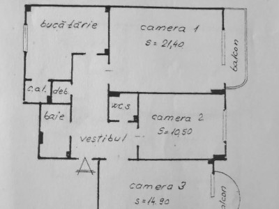 3 camere ,decomandat, semifinisat ,76 mp,  terasa, zona str.Nasaud, Marasti