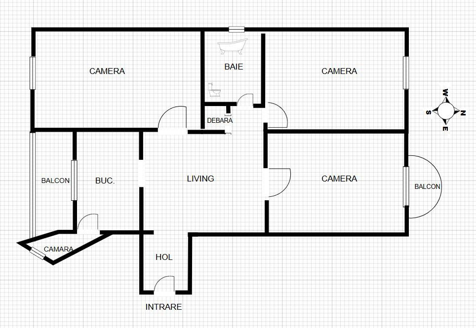 4 camere, 76 mp,  2 balcoane, zona Piata-Marasti, Marasti