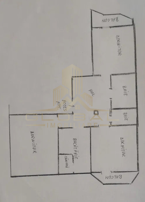 3 camere ,decomandat, 73 mp, balcon, zona str. Blvd. 21 Decembrie 1989, Marasti