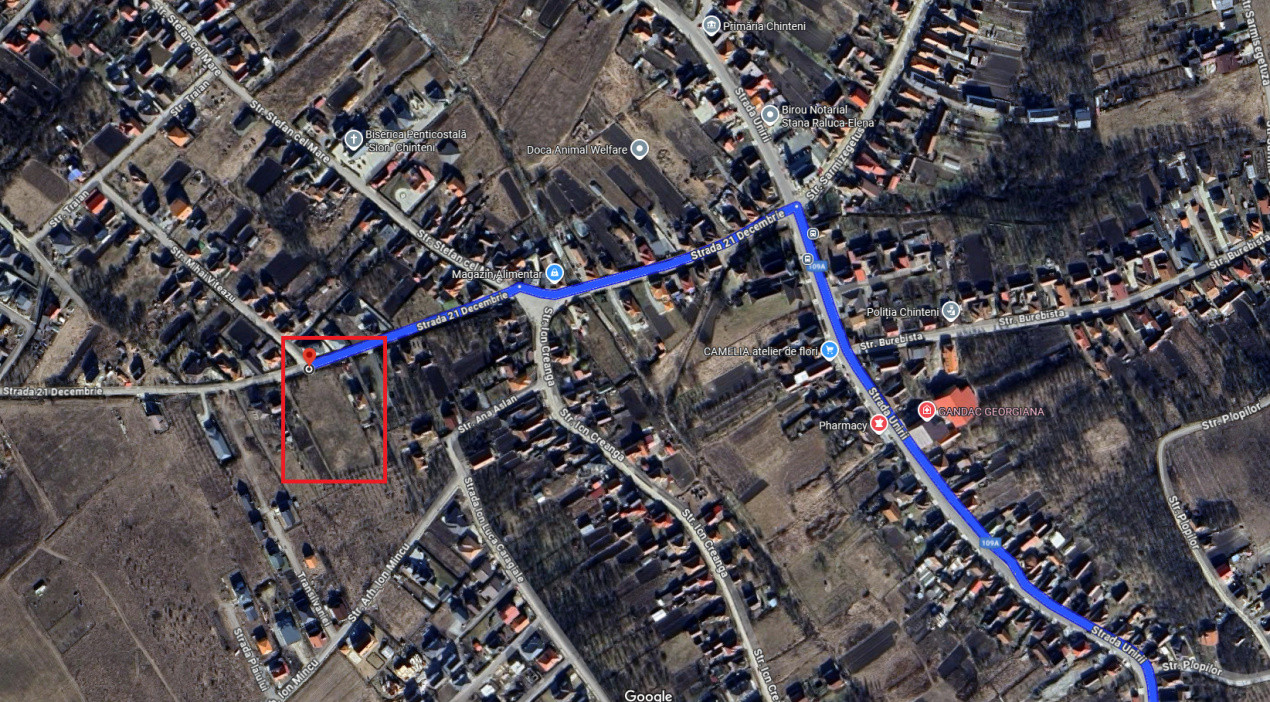 Teren Autorizabil Constructii, 1055 mp. Centru Chinteni 21 Decembrie