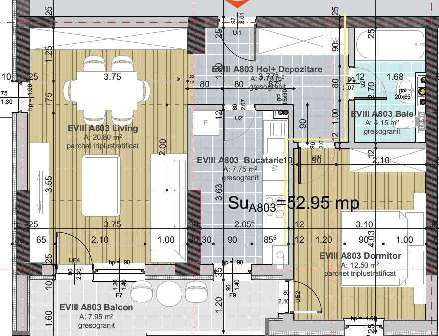 2 camere , 52 mp, Nou, parcare, terasa, str.Borhanciului, Borhanci