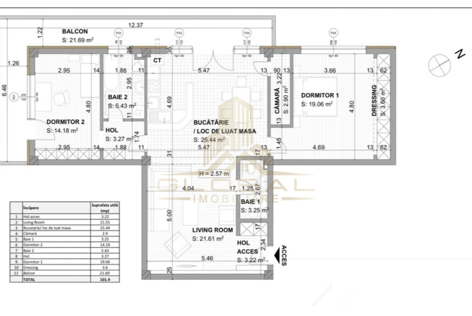 3 camere, 101 mp,  terasa, parcare, zona str. Taietura Turcului, Grigorescu