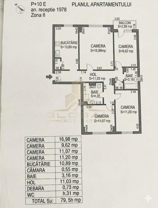 4 camere ,decomandat, 80 mp, balcon, lift Nou, str.Alle Padin Manastur